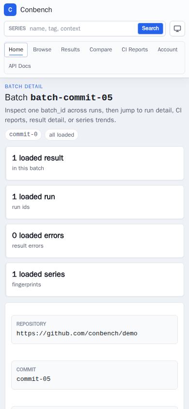 Batch detail mobile dashboard
